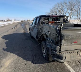 RCMP officer nearly hit by Semi on Highway 1