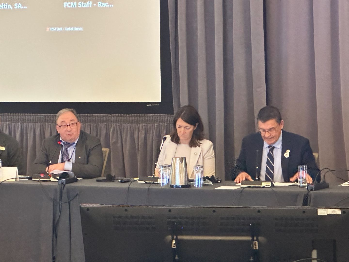 Joe Masi chairing roundtable wit Hon. Buckley Belanger, Secretary of Rural Development