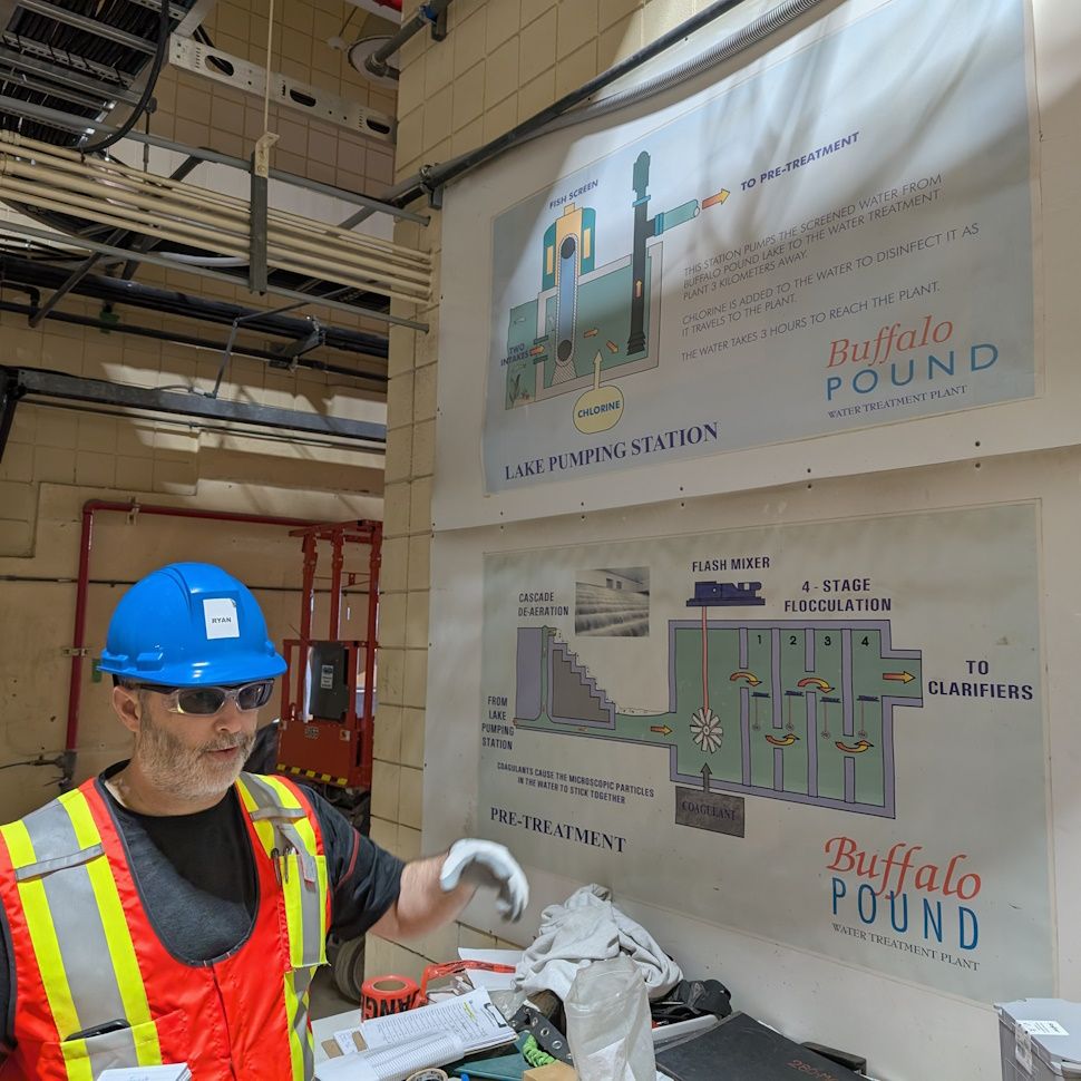 Ryan Johnson, president and CEO of the Buffalo Pound Water Treatment Plant Corporation, leads a media tour on June 4, 2025