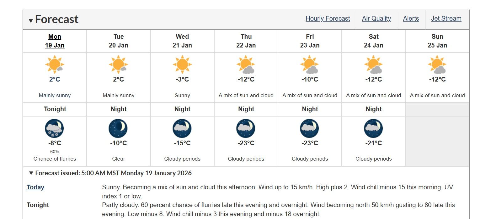 Forecast winds up to 90 km/h trigger warnings in parts of Rocky View ...