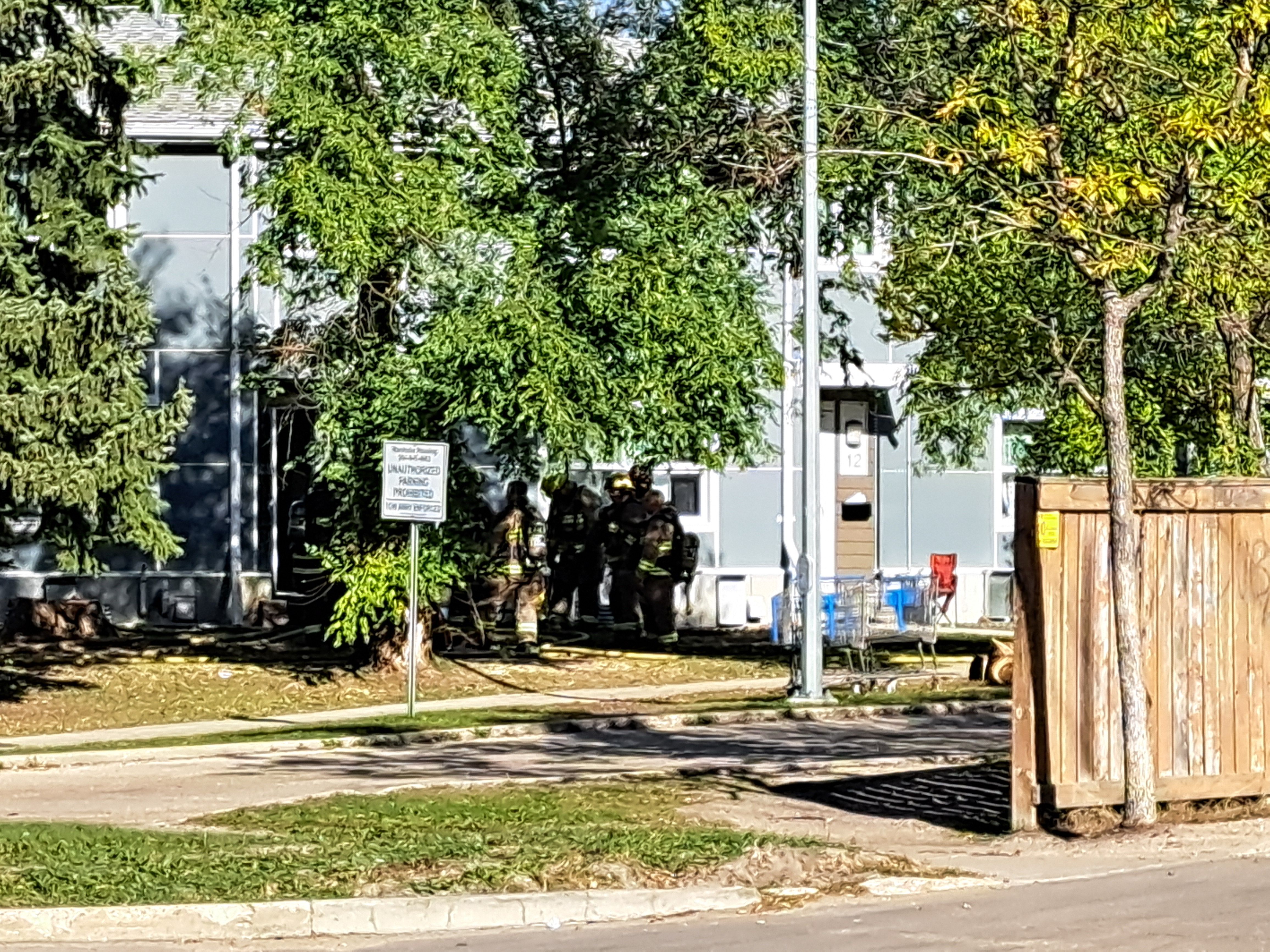 Firefighters work to put out fire 