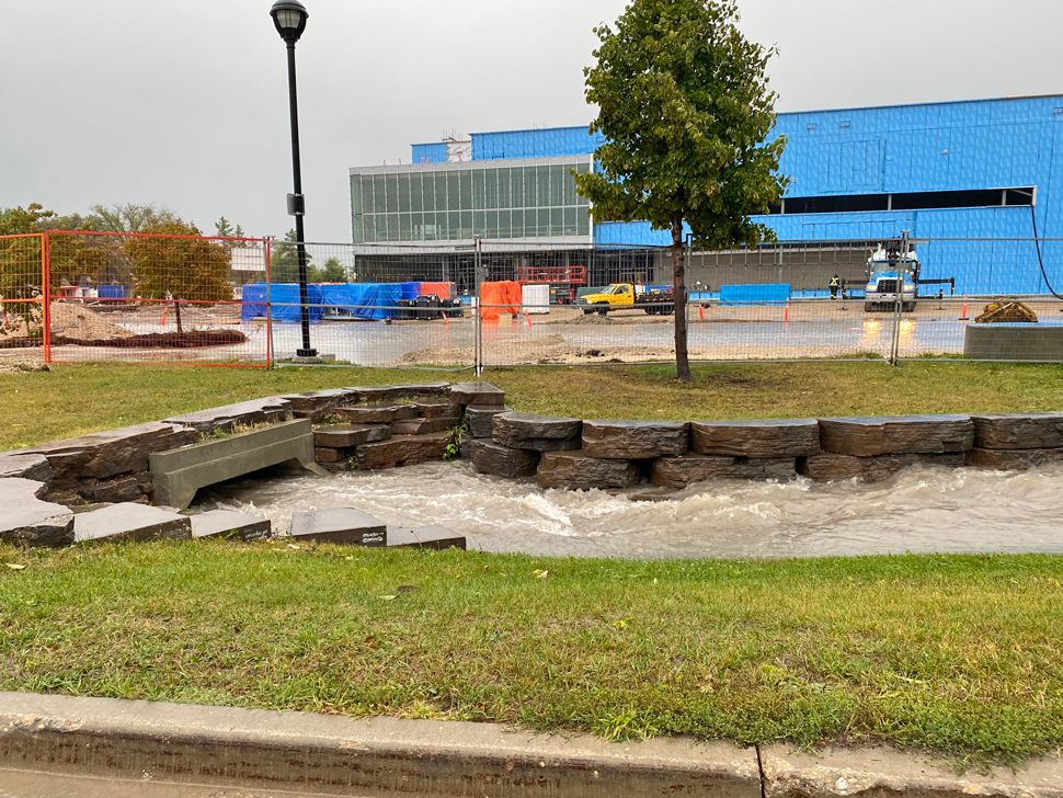 Elmdale Drive ditch in front of Southeast Events Center, Steinbach Tuesday morning