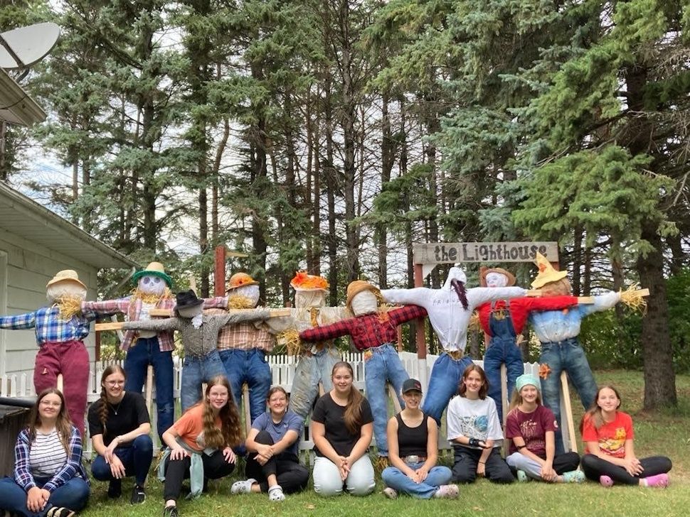 The Wild Willows at work building scarecrows. Photos provided.