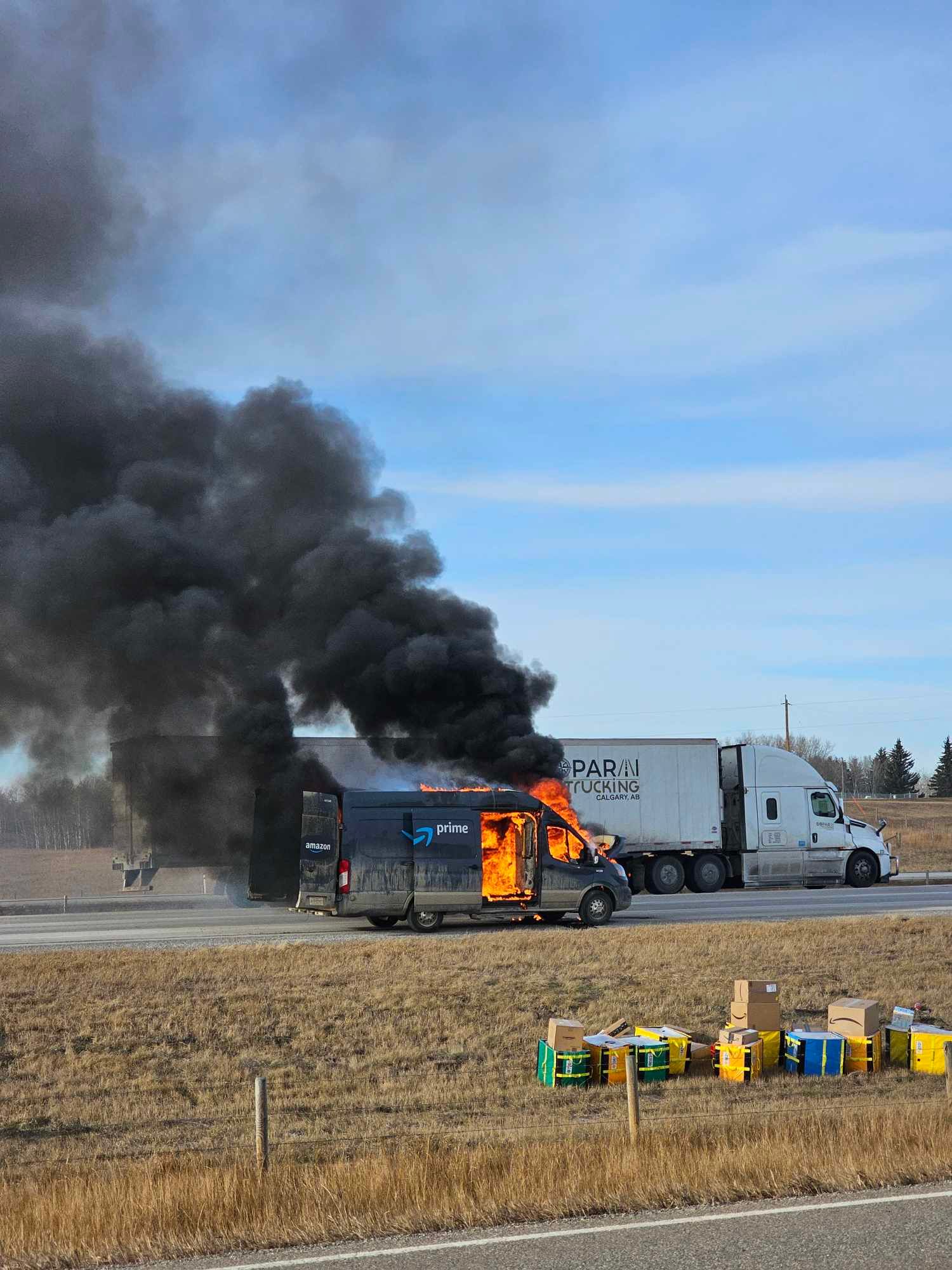 Delivery van bursts into flames north of Airdrie - DiscoverAirdrie.com ...