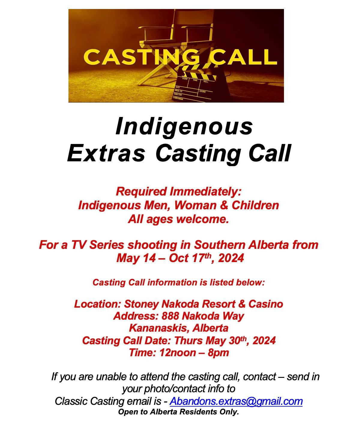 Netflix seeking Indigenous actors in the area - CochraneNow: Cochrane ...