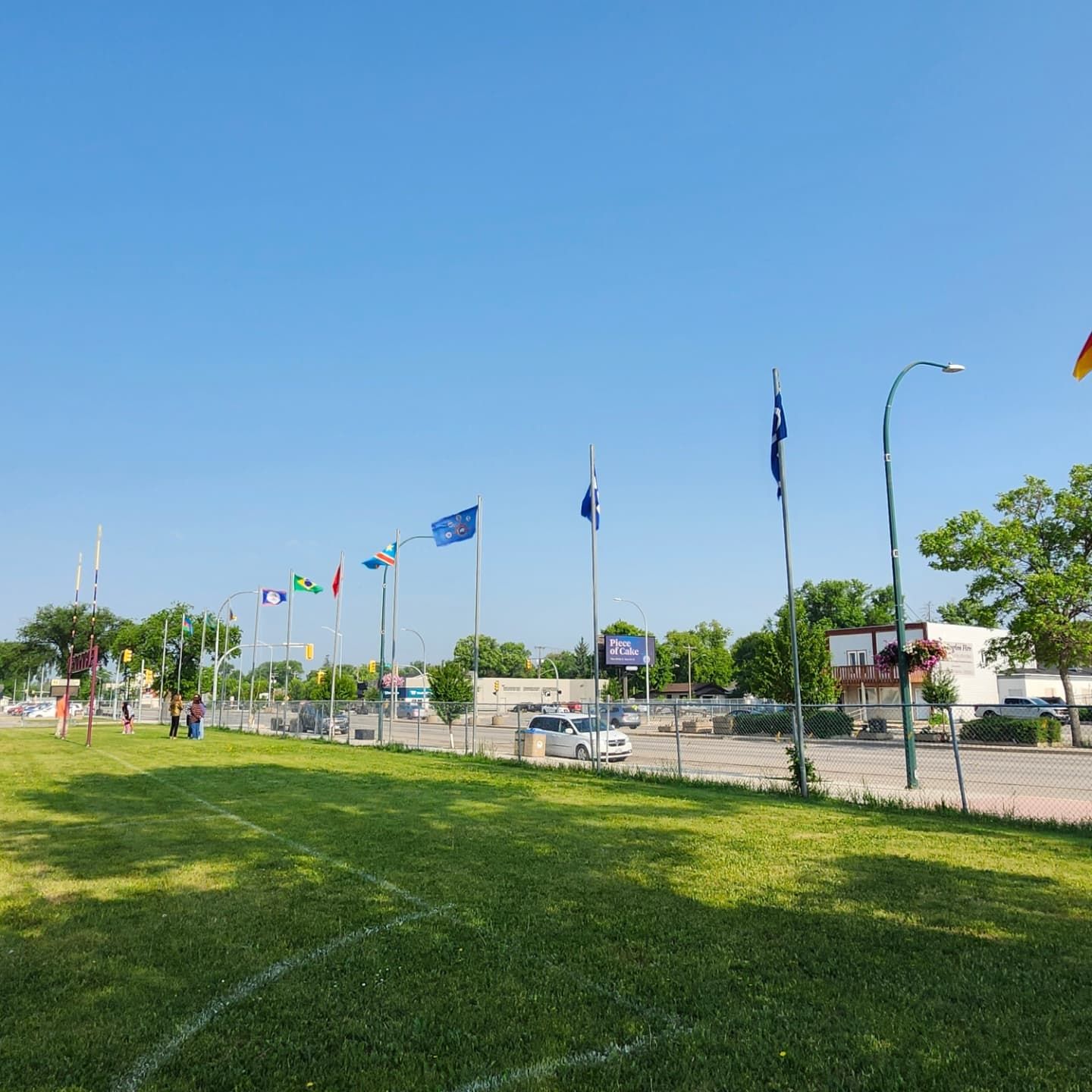 The flags represented on Tuesday at PCI's football field