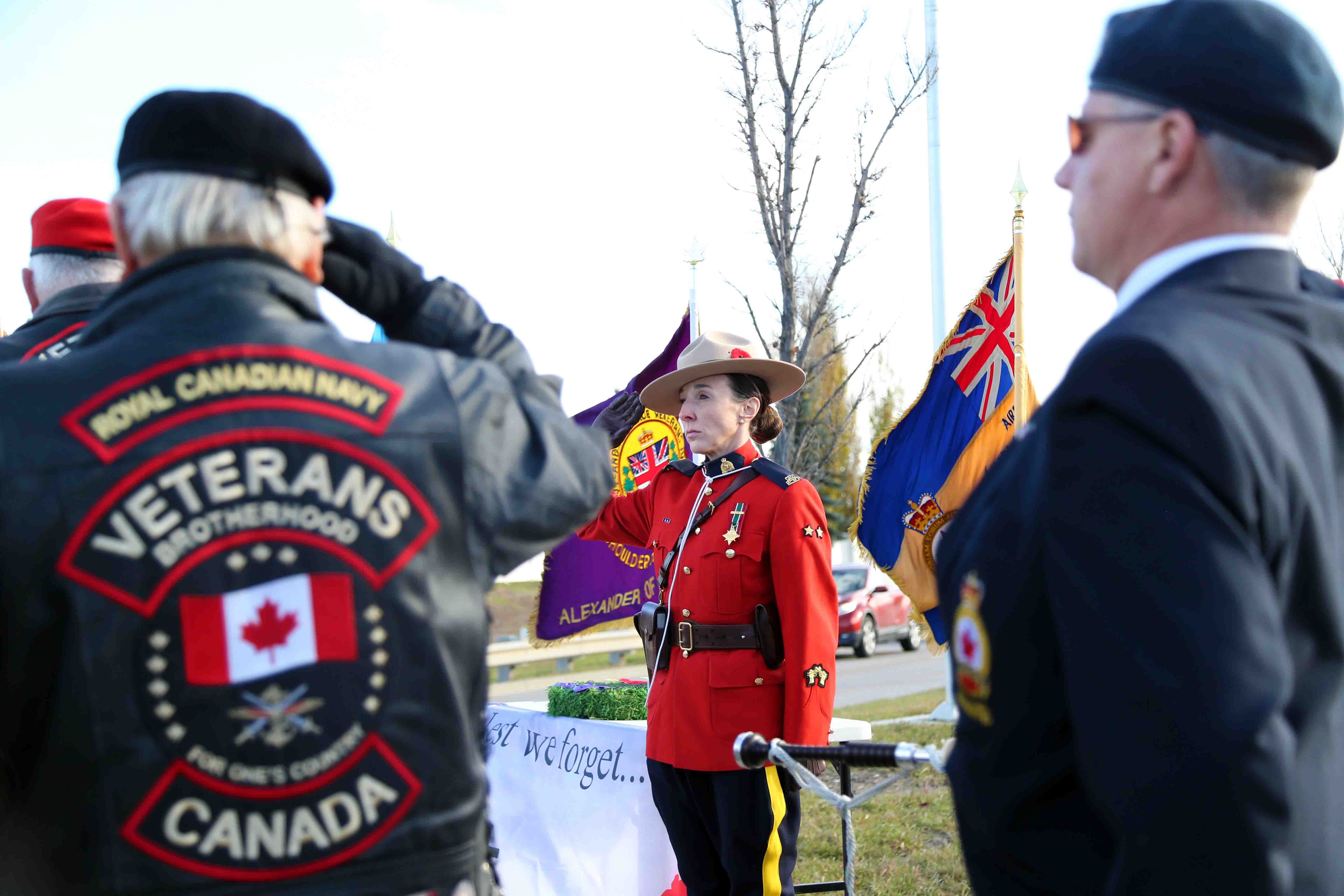 On Saturday, Airdronians joined the annual Memorial Cross Ceremony on Veterans Boulevard and placed crosses in memory of veterans. The event began with a convoy of motorcycles driving through the city and eventually stopping on Veterans Boulevard. (Photo by Anna Ferensovich)