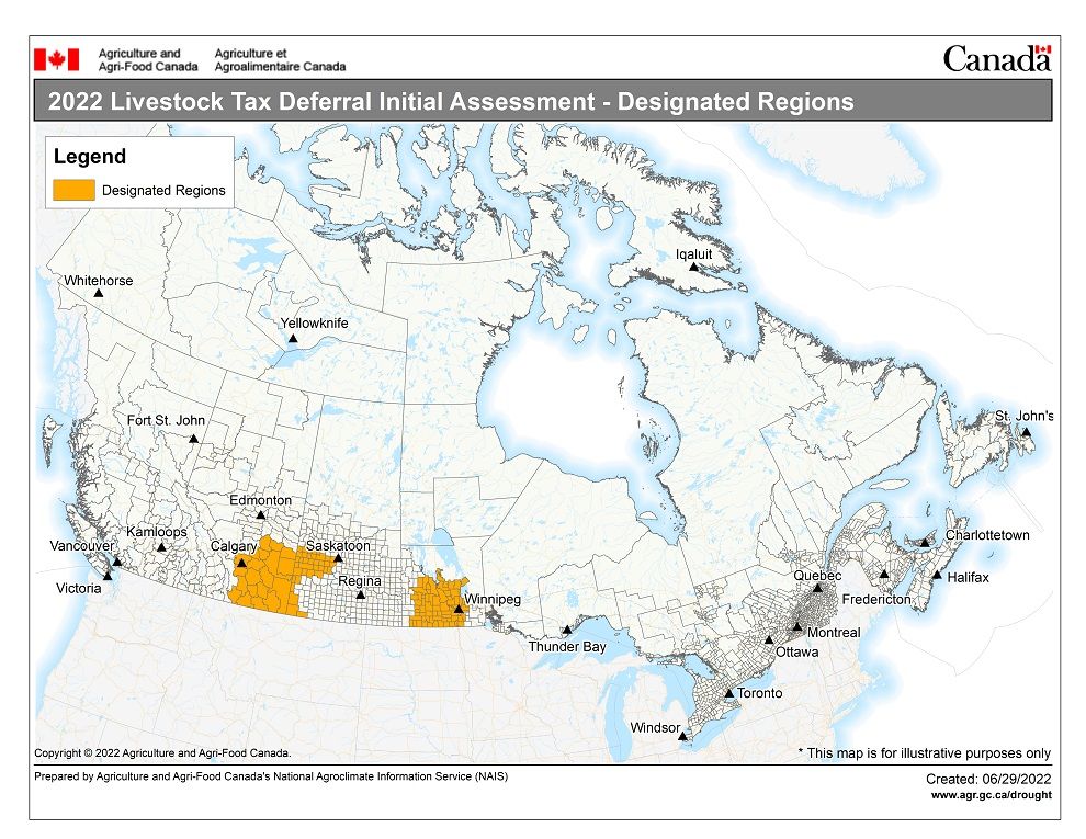 Canadian farmers in some regions authorized for livestock tax deferral ...