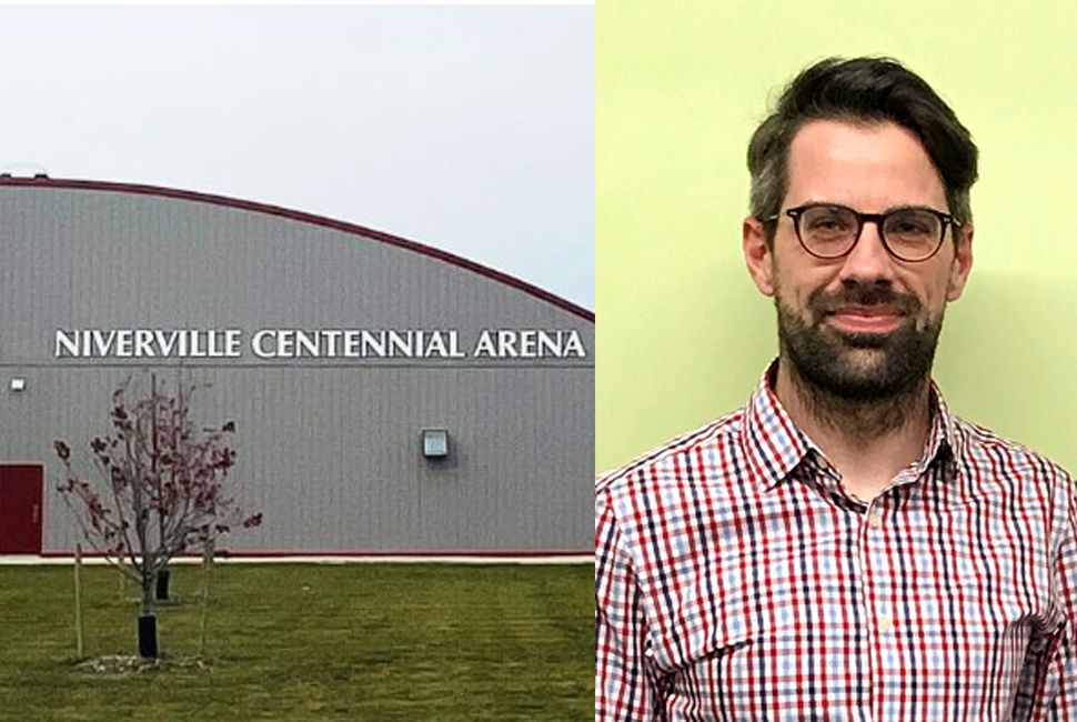 Niverville's Centennial Arena south-end and Warren Britton, Niverville's Director of Recreation and Wellness.