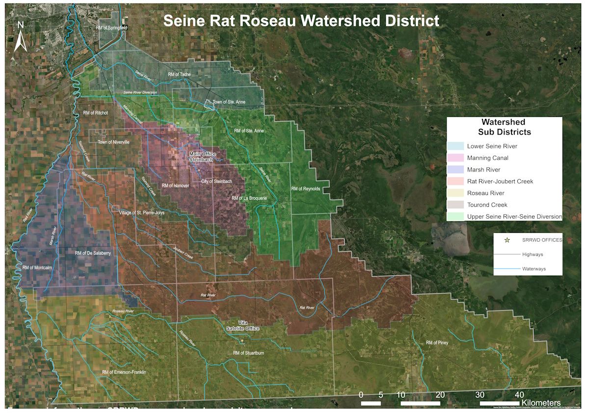 map of seine rate roseau watershed district