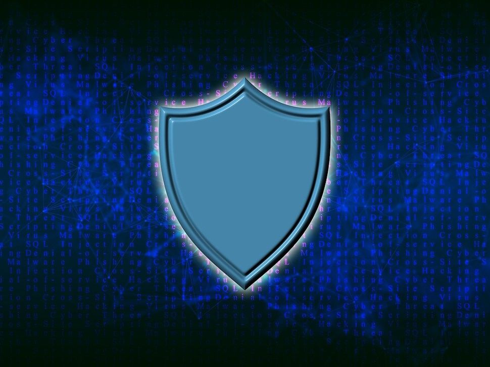 Blue shield over code