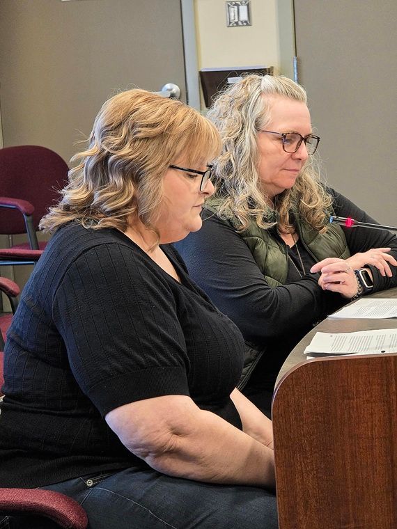 Karla Rempel and Corliss Schaan presenting together are Swift Current city council. 