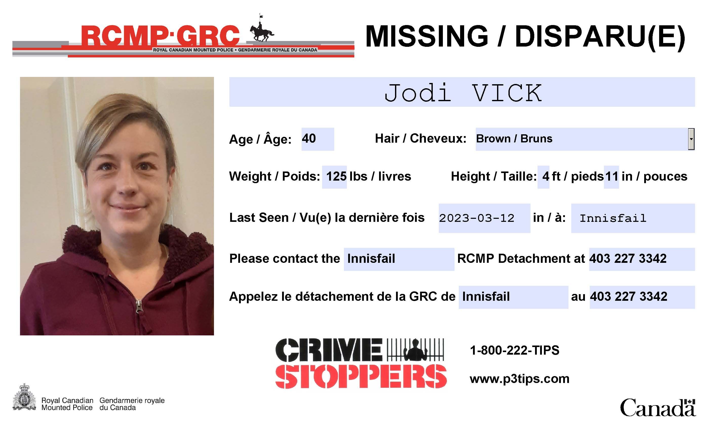 UPDATE: Located (Innisfail RCMP search for missing 40-year-old woman ...