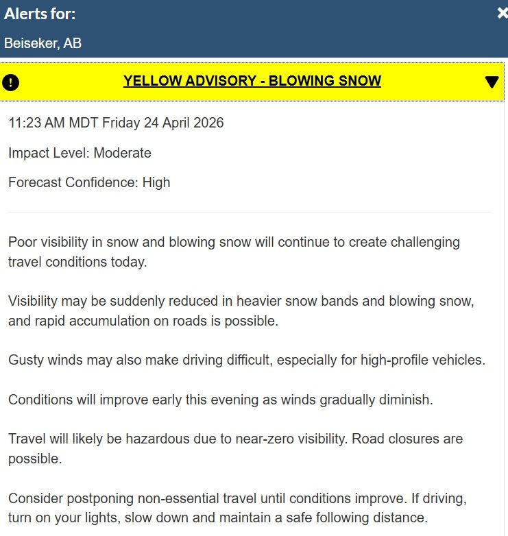 Update: Blowing snow advisory issued for parts of Rocky View County ...