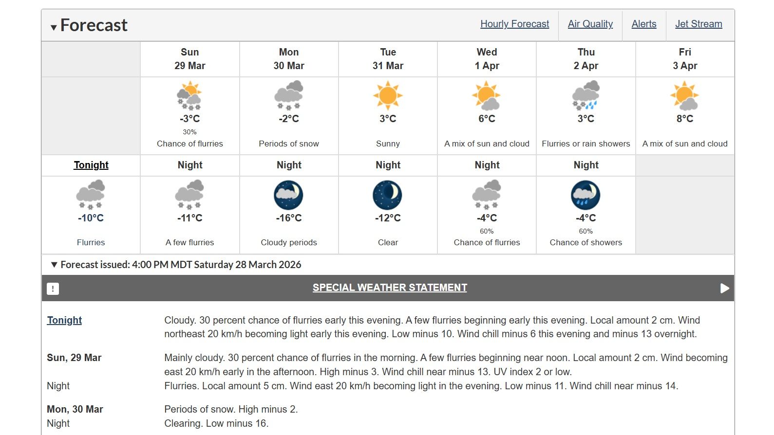 Special weather statement issued for Rocky View County near Airdrie and ...