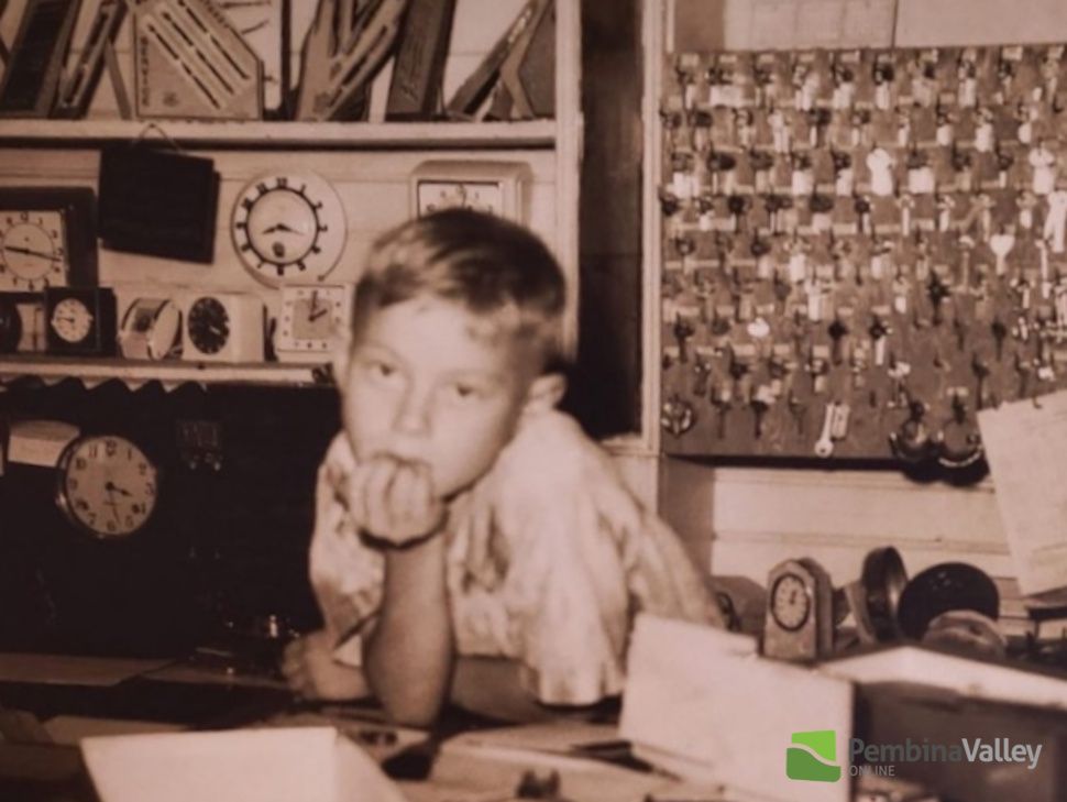 (Submitted photo) Bert Appelt, Jeff's dad in the family story surrounded by clocks.