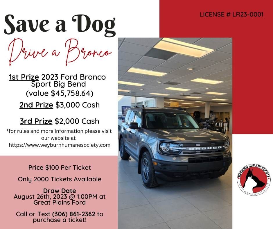 Deadline Fast Approaching for Bronco Raffle - DiscoverWeyburn.com ...
