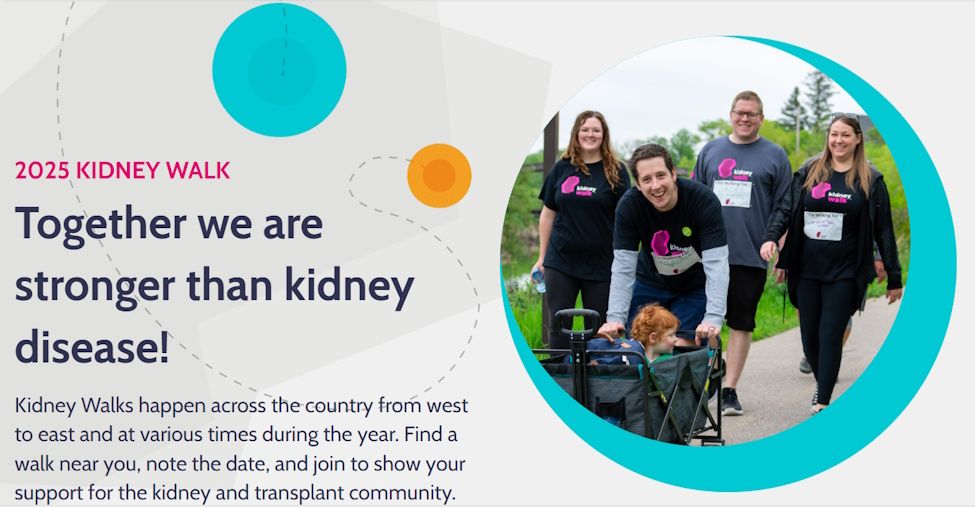 A family walking in the Kidney Walk fundraiser