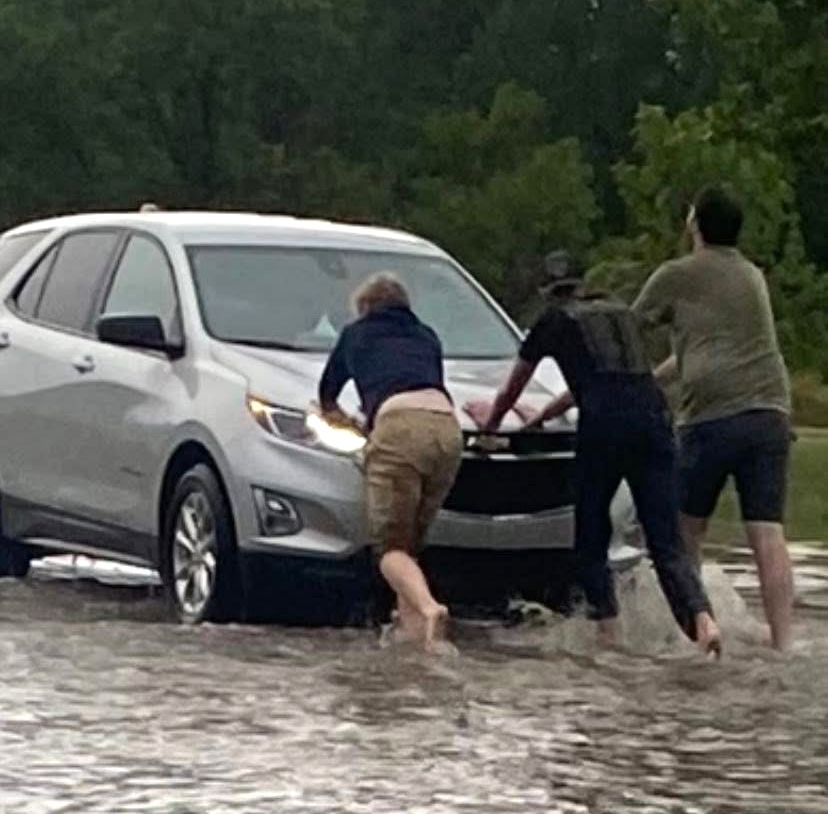 suv pushed out of flood on hillcrest drive aug 2 JW